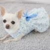 dog dress with white and blue floral print