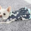 dog dress in navy blue with polka dots and daises