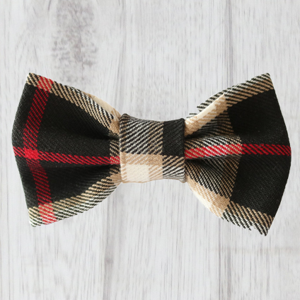 black tartan dog bow tie