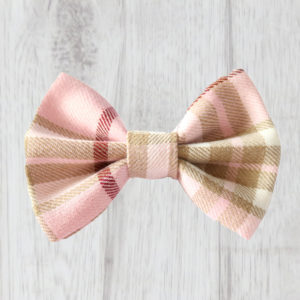 pink tartan dog bow tie