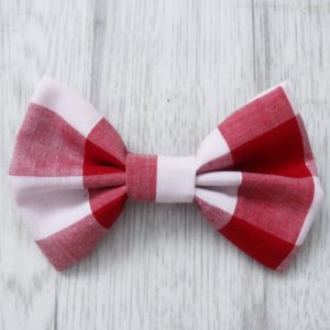 Red check dog bow tie